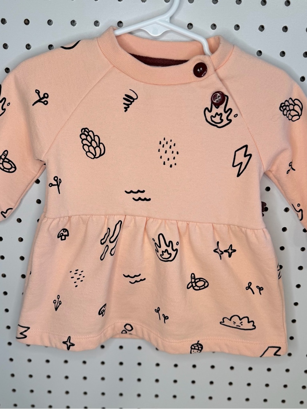 Mon Coeur Baby Girls Sweatshirt Dress 3-6M Blush Pink Doodle Print